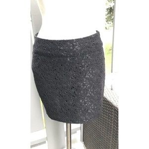 New XxI Forever Black Lace Short Skirt pencil texturized  Lined S/P Cotton Blend